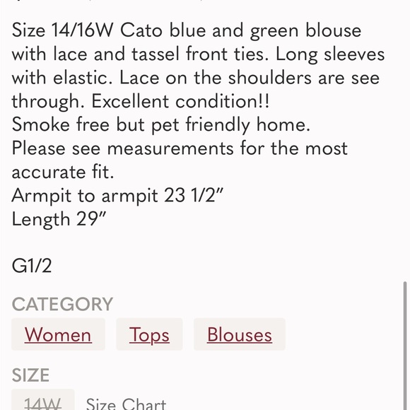 *SOLD* Cato blouse with lace and tassel ties - Picture 5 of 5